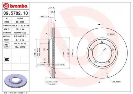 Тормозной диск BREMBO 09578210