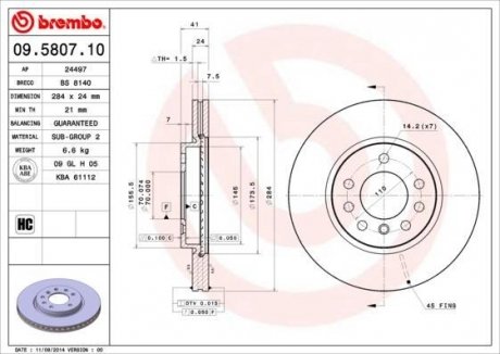 Тормозной диск BREMBO 09580710