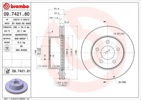 Гальмівний диск BREMBO 09.7421.80