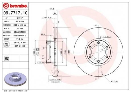 Тормозной диск BREMBO 09771710