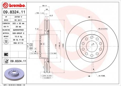 Диск гальмівний BREMBO 09832411