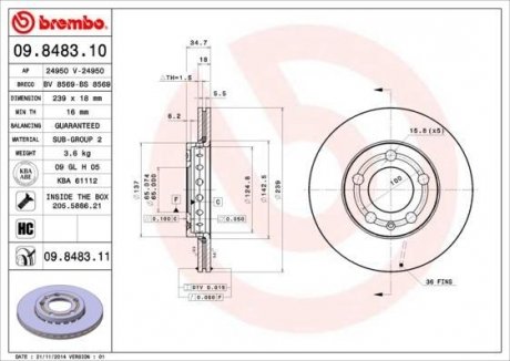 Гальмівний диск BREMBO 09848310