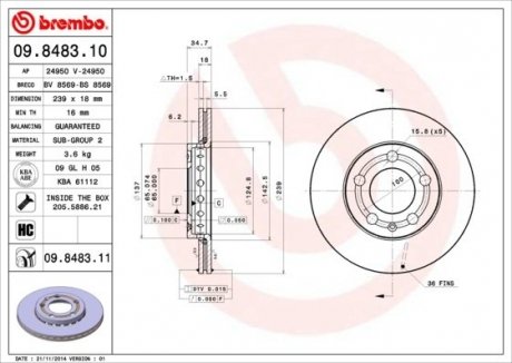 Тормозной диск Painted disk BREMBO 09848311