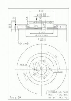 Тормозной диск BREMBO 09848511 (фото 1)