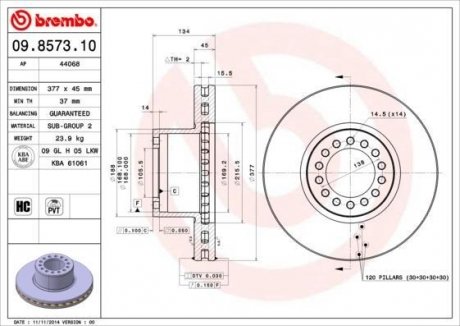 Гальмівний диск BREMBO 09857310