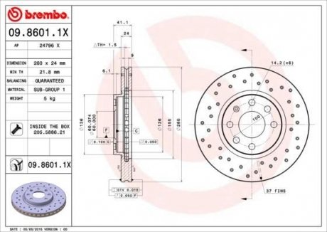 Тормозные диски BREMBO 0986011X