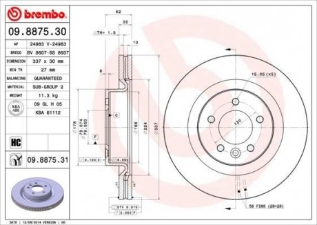 Гальмівний диск BREMBO 09887531