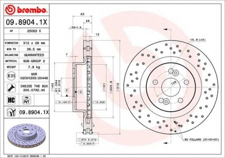 Тормозные диски BREMBO 0989041X