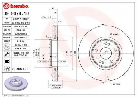 Тормозной диск BREMBO 09907411