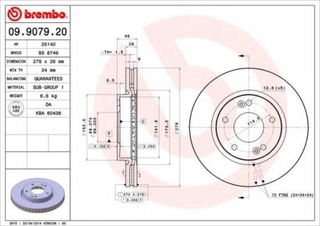 Тормозной диск BREMBO 09907920