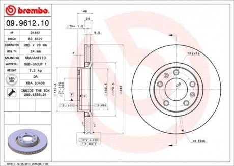 Тормозной диск BREMBO 09961210