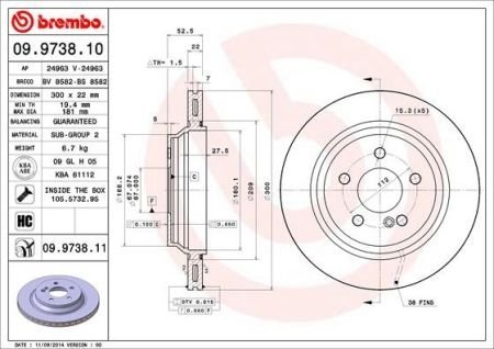 Тормозной диск BREMBO 09973811