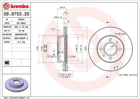 Диск тормозной BREMBO 09975321