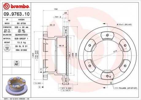 Тормозной диск BREMBO 09976310 (фото 1)