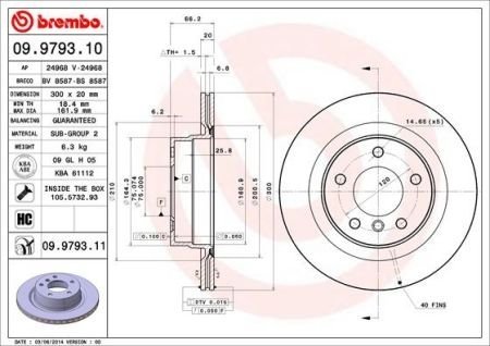 Диск гальмівний BREMBO 09979311