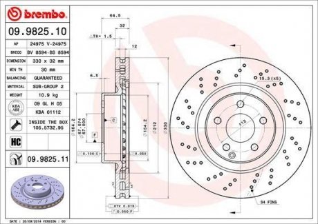 Тормозной диск BREMBO 09982511