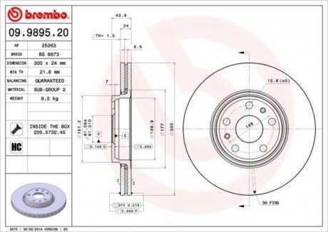 Гальмівний диск BREMBO 09.9895.20