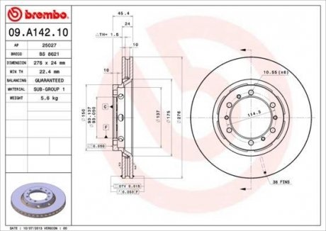 Тормозной диск BREMBO 09A14210