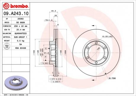 Диск тормозной BREMBO 09A24310