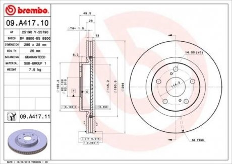 Гальмівний диск BREMBO 09A41710