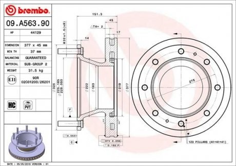 Тормозной диск BREMBO 09.A563.90
