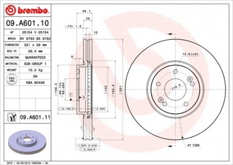 Тормозной диск BREMBO 09A60110