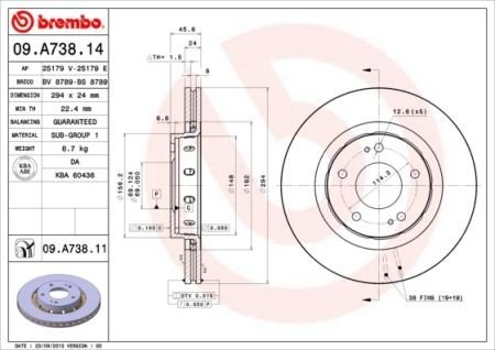 Гальмівний диск BREMBO 09A73814