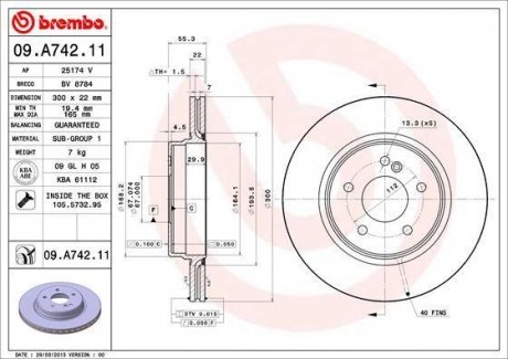 Тормозной диск BREMBO 09A74211