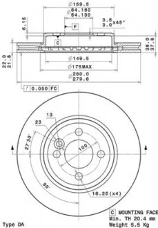 Диск тормозной BREMBO 09A76111