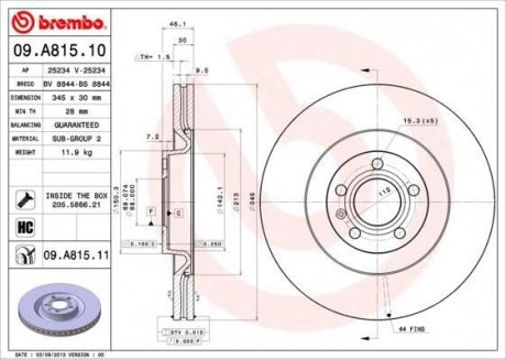 Гальмівний диск BREMBO 09A81511