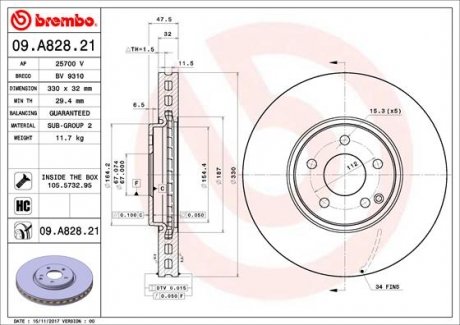 Диск тормозной BREMBO 09A82821