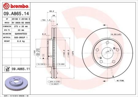 Гальмівний диск BREMBO 09A86514