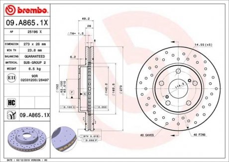 Тормозные диски BREMBO 09A8651X