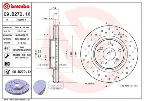 Гальмівні диски BREMBO 09B2701X (фото 1)