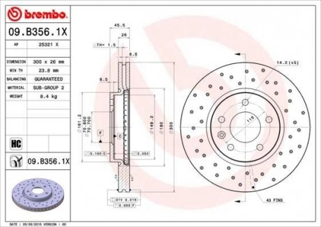 Диск тормозной XTRA BREMBO 09B3561X