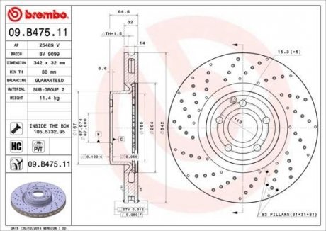 Диск тормозной BREMBO 09B47511