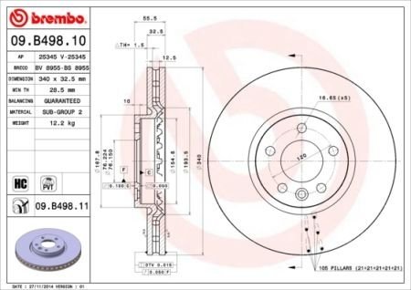 Диск тормозной BREMBO 09B49811