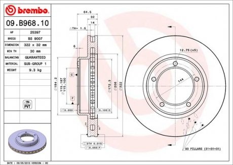 Диск тормозной BREMBO 09B96811