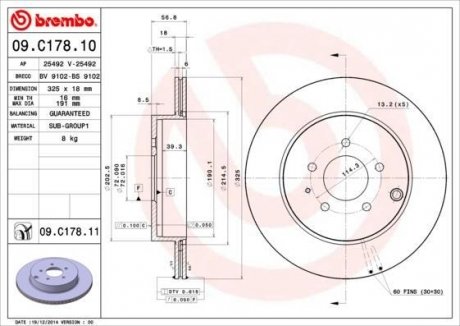 Диск тормозной BREMBO 09C17811 (фото 1)