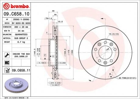 Диск тормозной BREMBO 09C65811