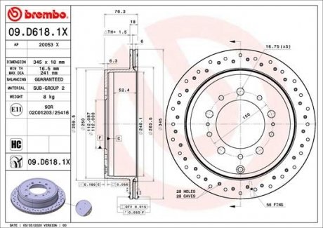 Гальмівний диск BREMBO 09D6181X