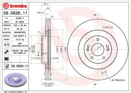 Гальмівний диск BREMBO 09.D626.11