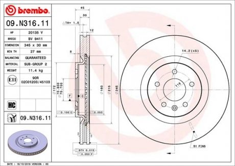 Диск тормозной BREMBO 09N31611