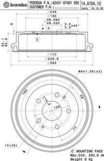 Тормозной барабан BREMBO 14.A154.10