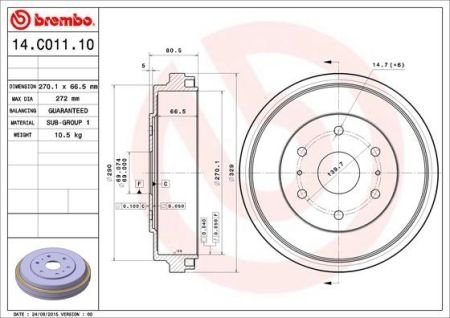 Тормозной барабан BREMBO 14C01110 (фото 1)