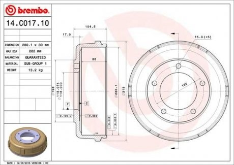 Тормозный барабан BREMBO 14C01710 (фото 1)