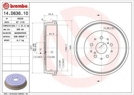 Фото барабан тормозной BREMBO 14D63610 Барабан тормозной BREMBO 14D63610