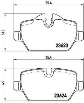 Гальмівні колодки диск.задні BMW 1 (E81), 3 (E90) 1.6i/1.8i/2.0 03- BREMBO P06037