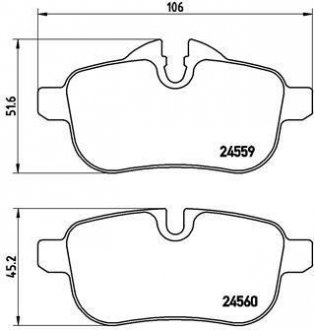 Тормозные колодки, дисковый тормоз (набор) BREMBO P06062 (фото 1)