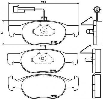 Тормозные колодки, дисковый тормоз (набор) BREMBO P23057 (фото 1)